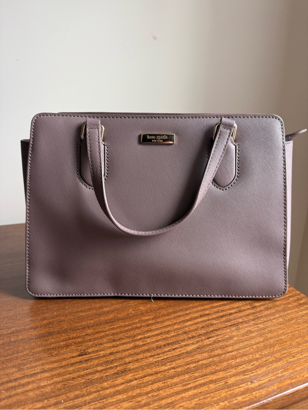 Kate Spade Saffiano Leather Satchel Bag - Taupe / Dusty Rose